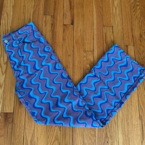 Bailey Rose High Waisted S  Denim Jeans Pants in Purple & Blue Fun Weavy Design
